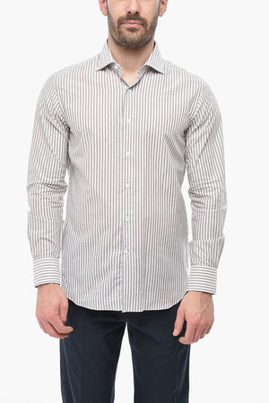 Camicia a Righe Bicolore con Collo Francese