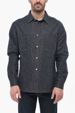 HOMME Overshirt Aus Seide Mit Verdeckter Knopfleiste