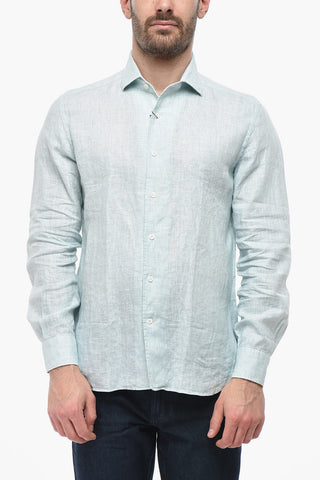 Camicia in Puro Lino con Collo Francese