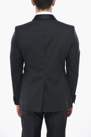 CODE Double-Breasted Suit with Peak Lapel in Satin