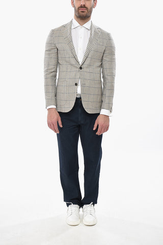 Wool-Blend Half-Lined Blazer GATE with Gingham Pattern