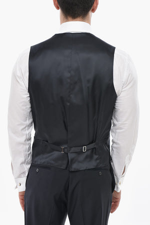 CODE Three-Piece Virgin Wool Suit with Peak Lapel in Satin