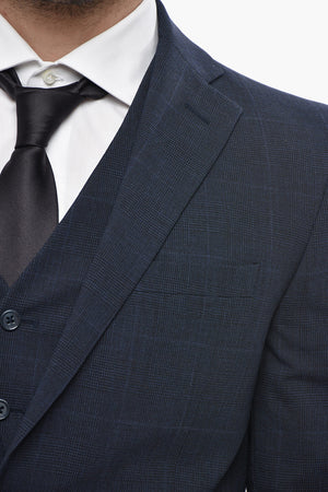 CC COLLECTION 3-Piece Wool-Blend Suit in District Check