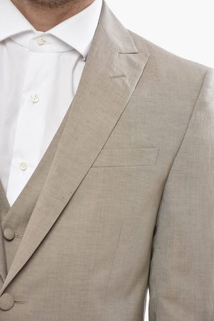 CODE 3-Piece Suit in Linen Blend with Peak Lapel