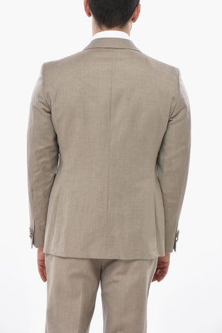 CODE 3-Piece Suit in Linen Blend with Peak Lapel