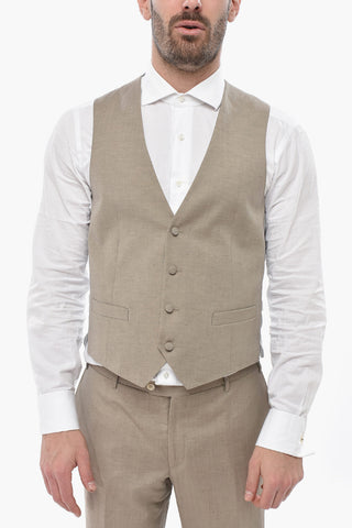 CODE 3-Piece Suit in Linen Blend with Peak Lapel