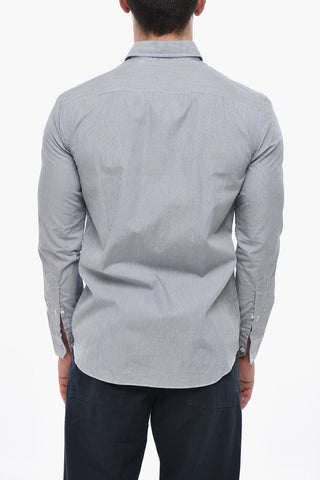 Camicia in Cotone a Righe con Collo Francese