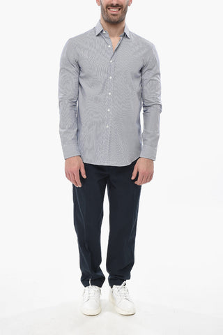 Camicia in Cotone a Righe con Collo Francese