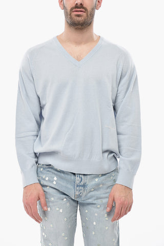 Maglia in Misto Lana con Collo a V