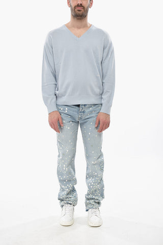 Maglia in Misto Lana con Collo a V