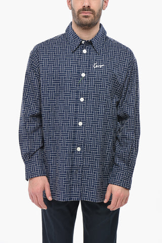 Hemd in Oversize-Passform mit Weave-Motiv