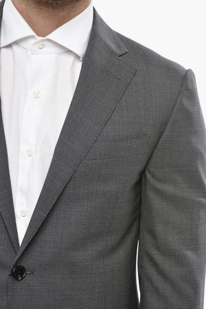 Virgin Wool Suit LEADER with Micro Houndstooth Pattern