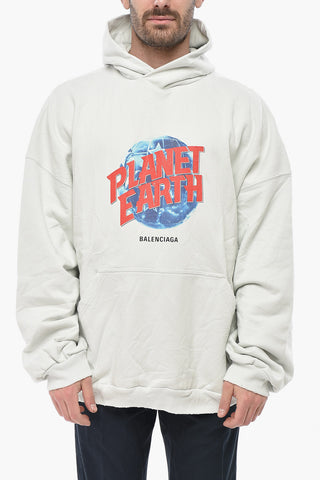 Cotton Vintage-Effect Hoodie with Patch Pocket