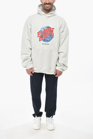 Cotton Vintage-Effect Hoodie with Patch Pocket