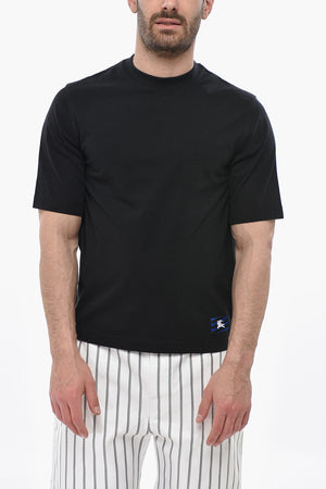 Baumwoll-T-Shirt mit Rundhalsausschnitt in Uni