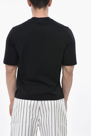 Baumwoll-T-Shirt mit Rundhalsausschnitt in Uni