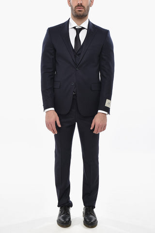 CC COLLECTION 3-Piece Virgin Wool Suit With Classic Lapel