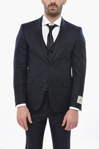 CC COLLECTION 3-Piece Virgin Wool Suit With Classic Lapel