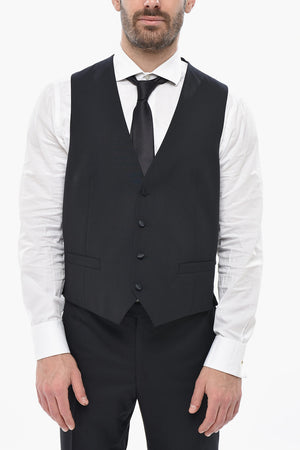 CODE Three-Piece Virgin Wool Suit with Peak Lapel in Satin