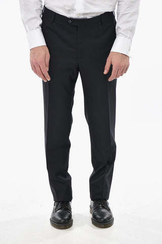 CODE Three-Piece Virgin Wool Suit with Peak Lapel in Satin