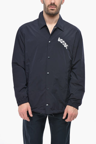Solid Overshirt with Snap Buttons and Contrast Logo