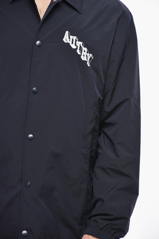 Solid Overshirt with Snap Buttons and Contrast Logo