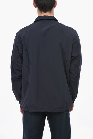 Solid Overshirt with Snap Buttons and Contrast Logo