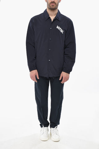 Solid Overshirt with Snap Buttons and Contrast Logo
