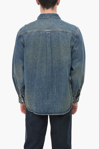 Denimjacke mit Painting-Effekt und Druckknöpfen