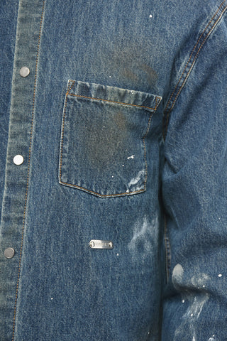 Denimjacke mit Painting-Effekt und Druckknöpfen
