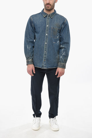 Denimjacke mit Painting-Effekt und Druckknöpfen