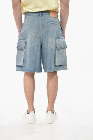 Light-Wash Denim Cargo Shorts