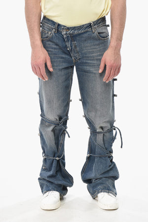 Straight-Leg Jeans with Lace-up Details 27cm