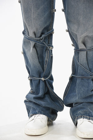 Straight-Leg Jeans with Lace-up Details 27cm