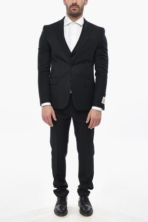 CC COLLECTION 3-Piece Wool-Blend Suit with Classic Lapel