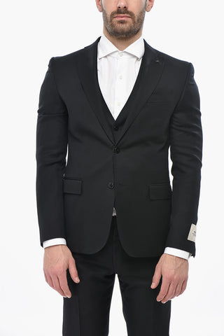 CC COLLECTION 3-Piece Wool-Blend Suit with Classic Lapel