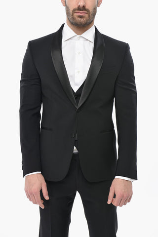 CODE Wool-Blend 3-Piece Suit with Satin Shawl Lapel