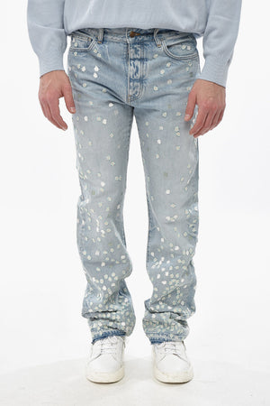 Jeans with All-Over Floral Embroidery and 21cm Frayed Hem