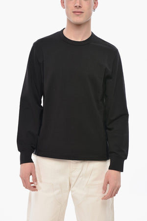 Felpa Girocollo in Misto Cotone con Dettagli in Nylon