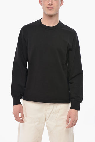 Felpa Girocollo in Misto Cotone con Dettagli in Nylon