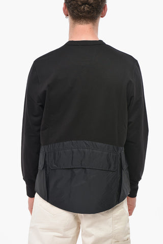 Felpa Girocollo in Misto Cotone con Dettagli in Nylon