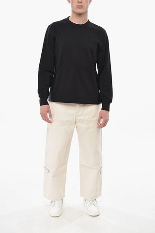 Felpa Girocollo in Misto Cotone con Dettagli in Nylon
