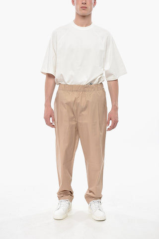 Pantaloni Baggy in Cotone con Elastico in Vita