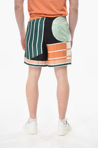 Silk Patterned Shorts with Elastic Waistband