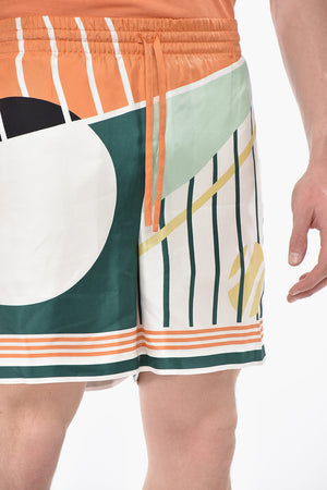 Gemusterte Shorts aus Seide mit elastischem Bund