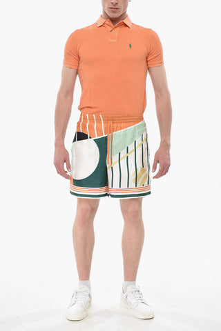 Silk Patterned Shorts with Elastic Waistband