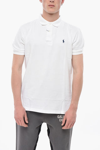 Polo in Cotone Piquet a Tinta Unita con Logo Ricamato