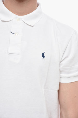 Polo in Cotone Piquet a Tinta Unita con Logo Ricamato