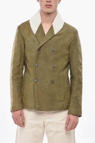 Giubbotto Doppiopetto in Cotone con Colletto Shearling