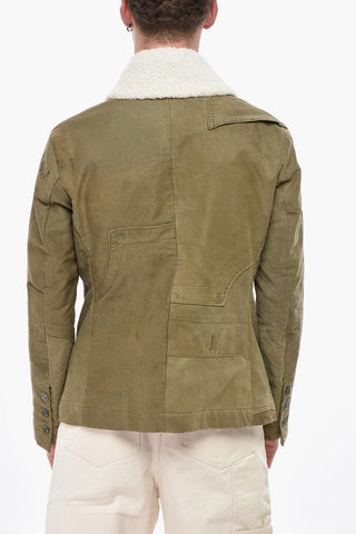 Giubbotto Doppiopetto in Cotone con Colletto Shearling